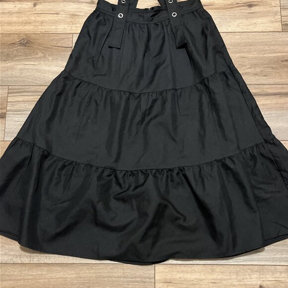 Cosmic Aura Black Tiered Suspender Skirt SZ Small Midi Hot Topic Gothic - Picture 3 of 10